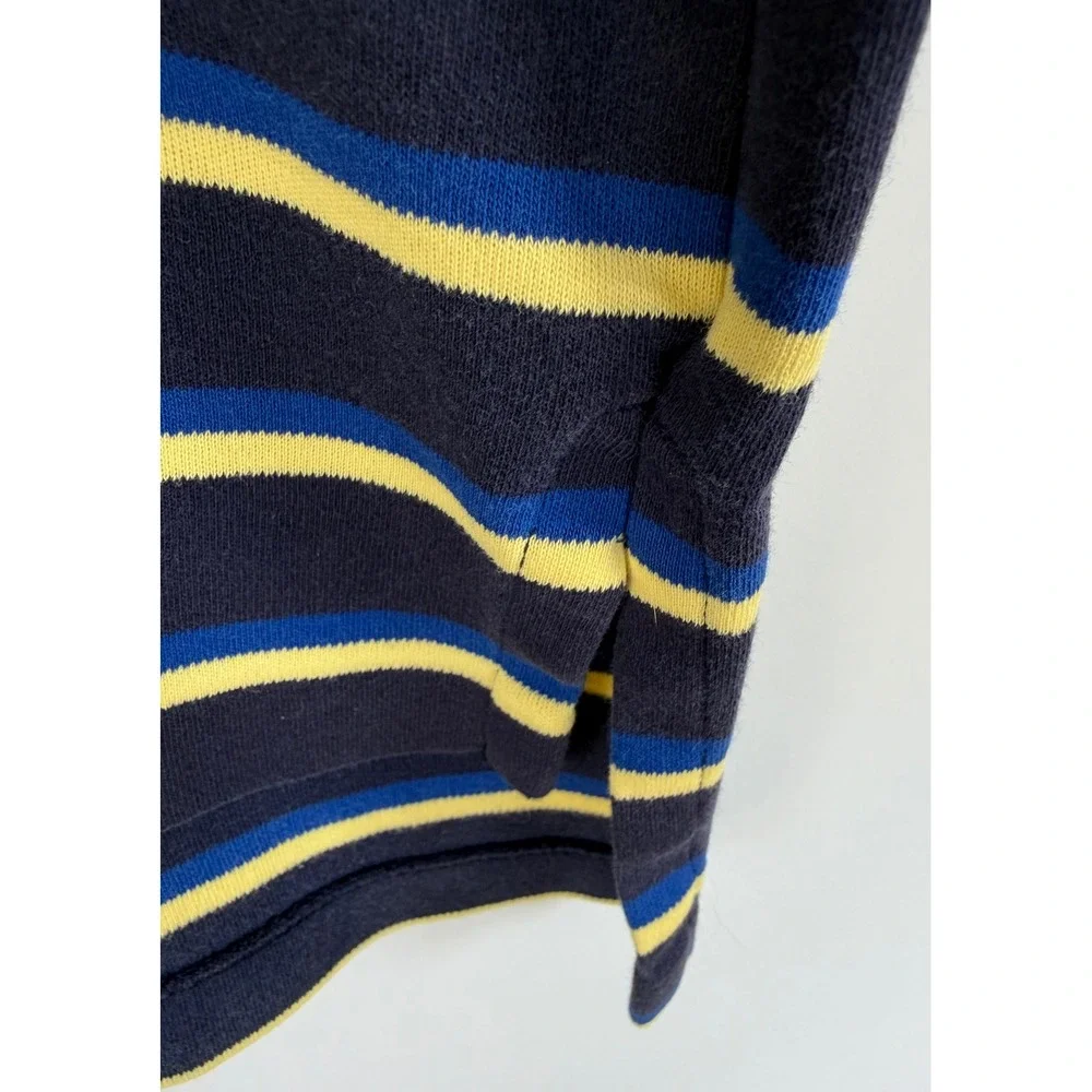 Polo Ralph Lauren Mens Medium Navy Blue Yellow Striped Short Sleeve Polo Shirt